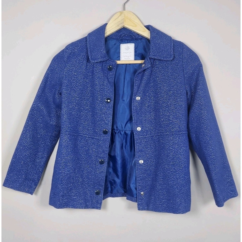 Gymboree Girls Jacket Size M Kids Outerwear Coat Metallic Blue Fall Winter